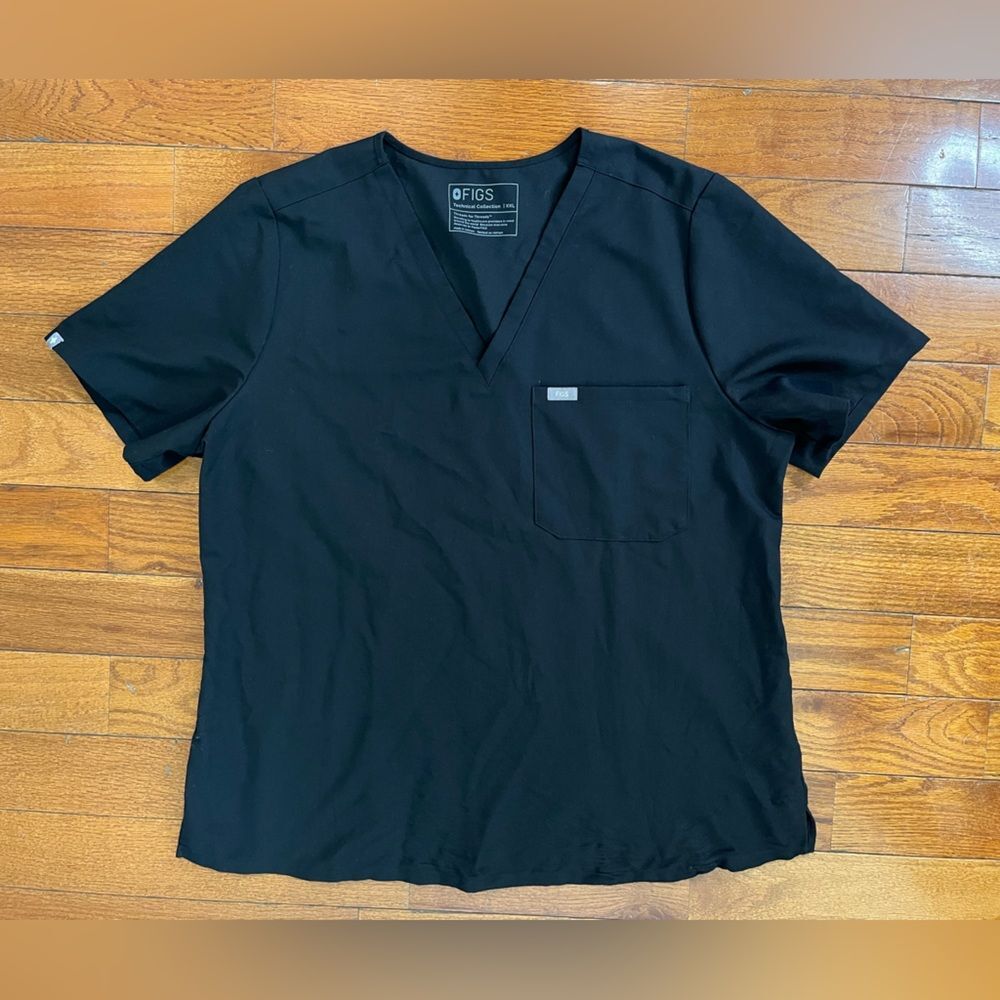 Figs Technical Collection Scrub Top Black Men XL 4 Way Stretch Medical Workwear